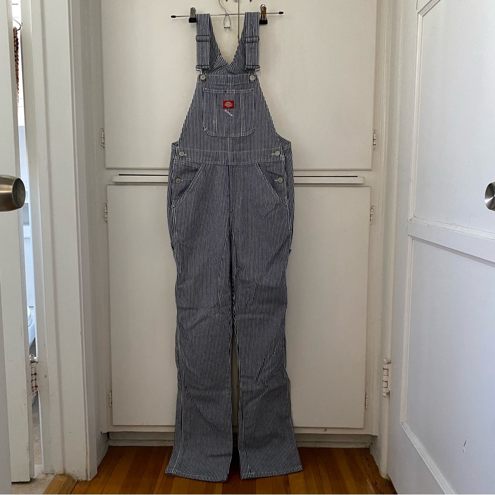 Dickies Striped Blue Bib Overalls - Size XS